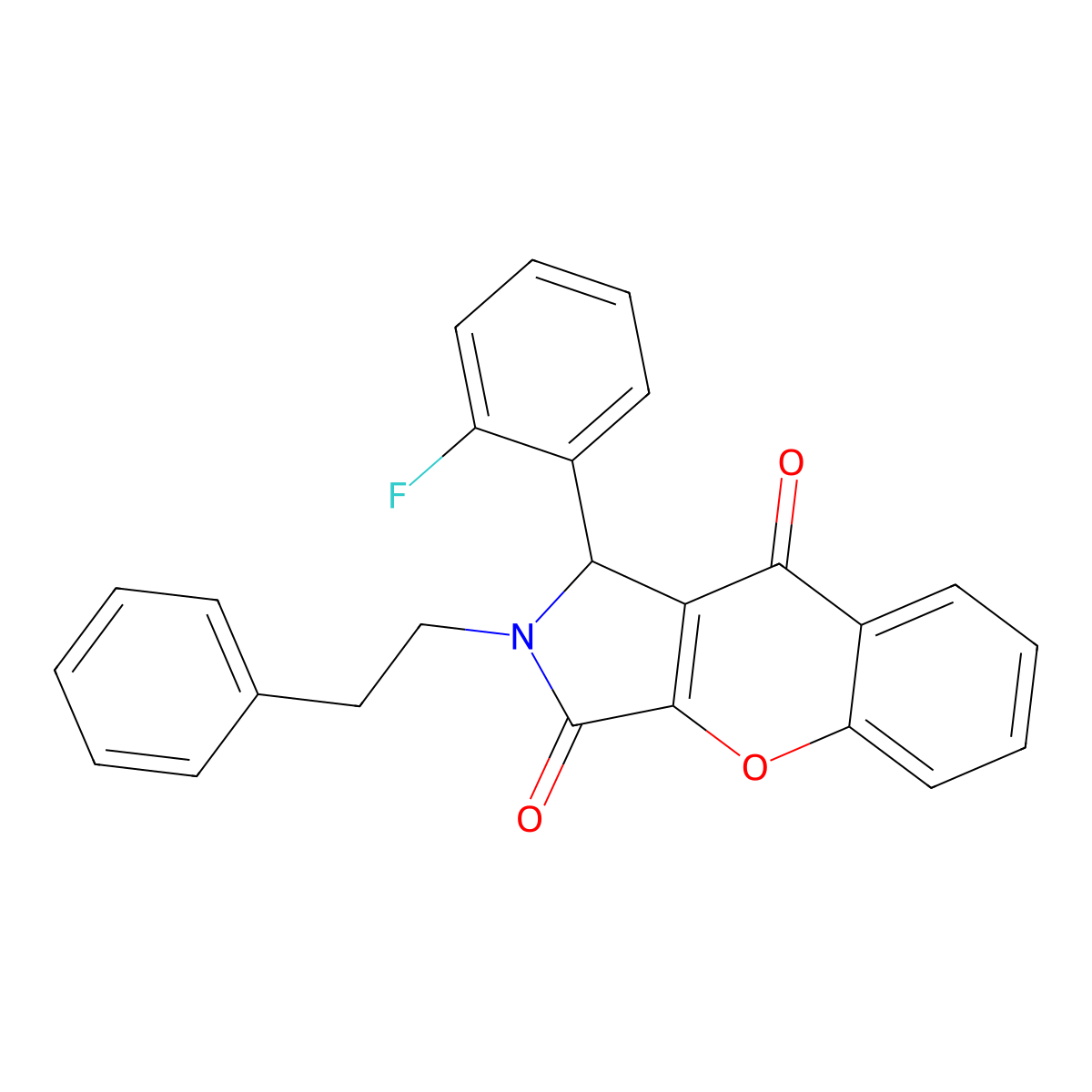 1-(2-Fluorophenyl)-2-(2-phenylethyl)-1,2-dihydrochromeno[2,3-c]pyrrole-3,9-dione molecular structure, CAS 632305-30-7