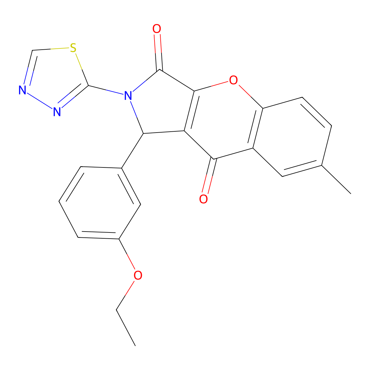 1-(3-Ethoxyphenyl)-7-methyl-2-(1,3,4-thiadiazol-2-yl)-1,2-dihydrochromeno[2,3-c]pyrrole-3,9-dione molecular structure, CAS 632307-92-7