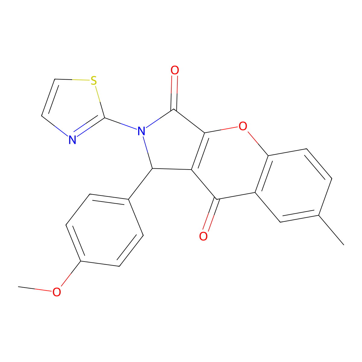 1-(4-Methoxyphenyl)-7-methyl-2-(1,3-thiazol-2-yl)-1,2-dihydrochromeno[2,3-c]pyrrole-3,9-dione molecular structure, CAS 632317-58-9