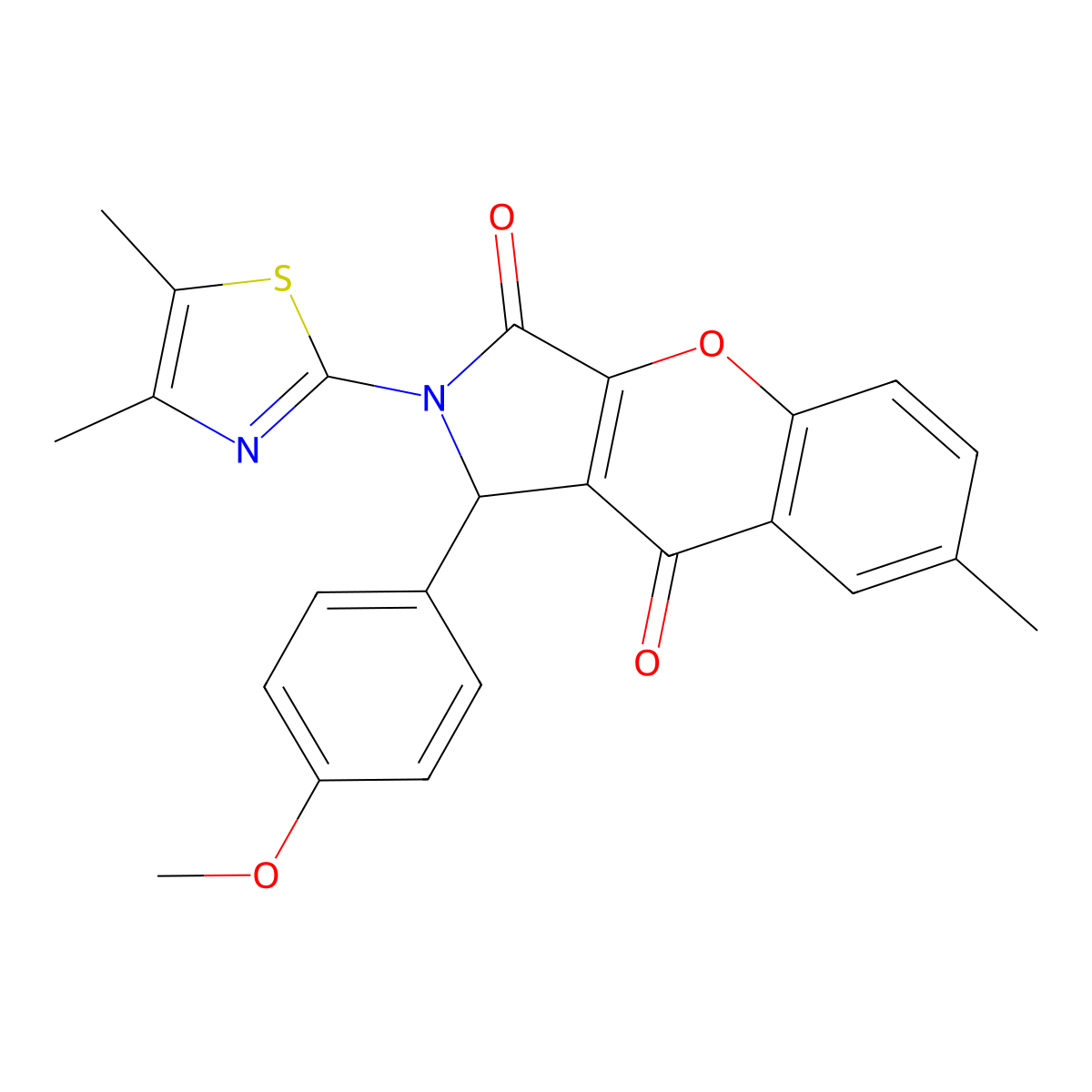 2-(4,5-Dimethylthiazol-2-yl)-1-(4-methoxyphenyl)-7-methyl-1,2-dihydrochromeno[2,3-c]pyrrole-3,9-dione molecular structure, CAS 632317-60-3