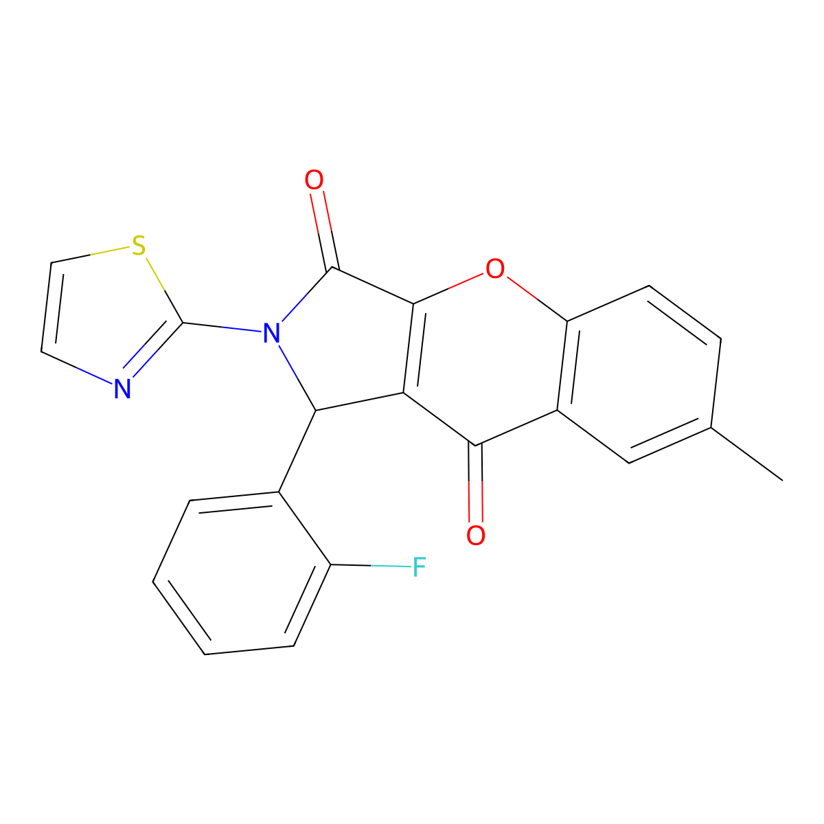 1-(2-Fluorophenyl)-7-methyl-2-(thiazol-2-yl)-1,2-dihydrochromeno[2,3-c]pyrrole-3,9-dione molecular structure, CAS 632317-64-7