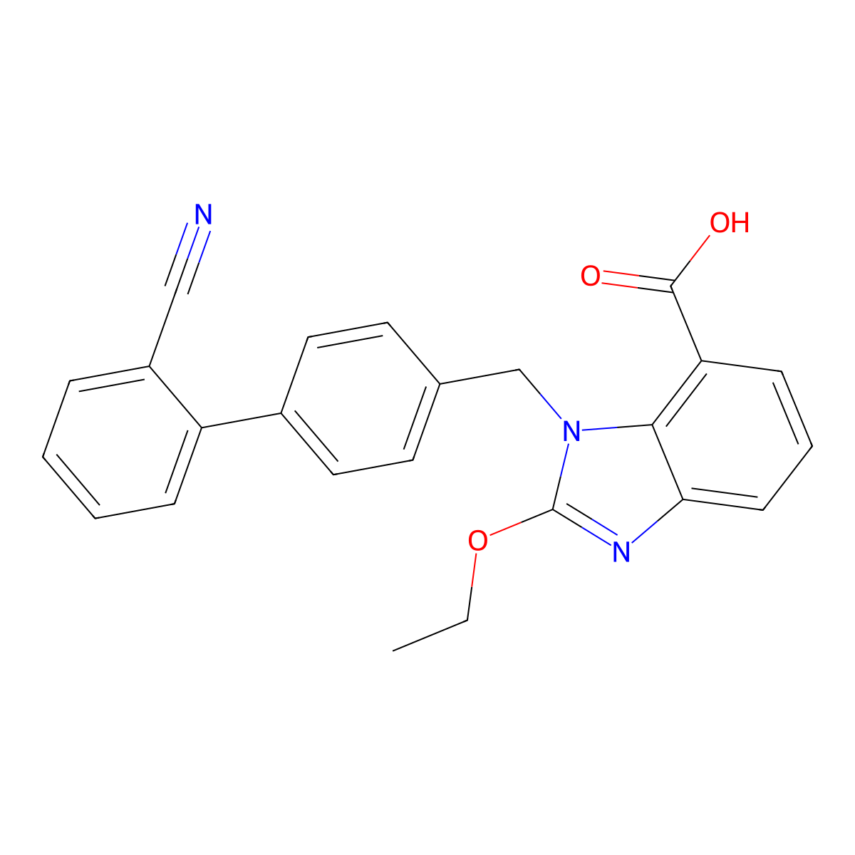 1-((2'-Cyano-[1,1'-biphenyl]-4-yl)methyl)-2-ethoxy-1H-benzo[d]imidazole-7-carboxylic acid molecular structure, CAS 632322-61-3