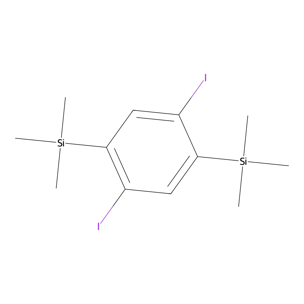 (2,5-Diiodo-1,4-phenylene)bis(trimethylsilane) molecular structure, CAS 632324-38-0