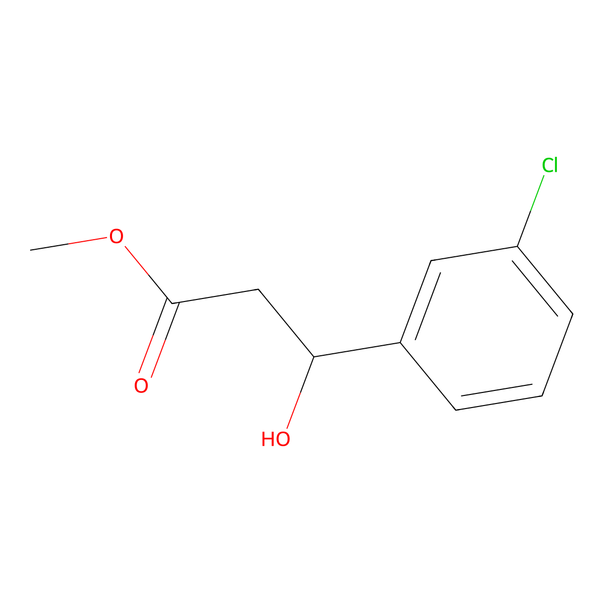Methyl 3-(3-chlorophenyl)-3-hydroxypropanoate molecular structure, CAS 632327-21-0