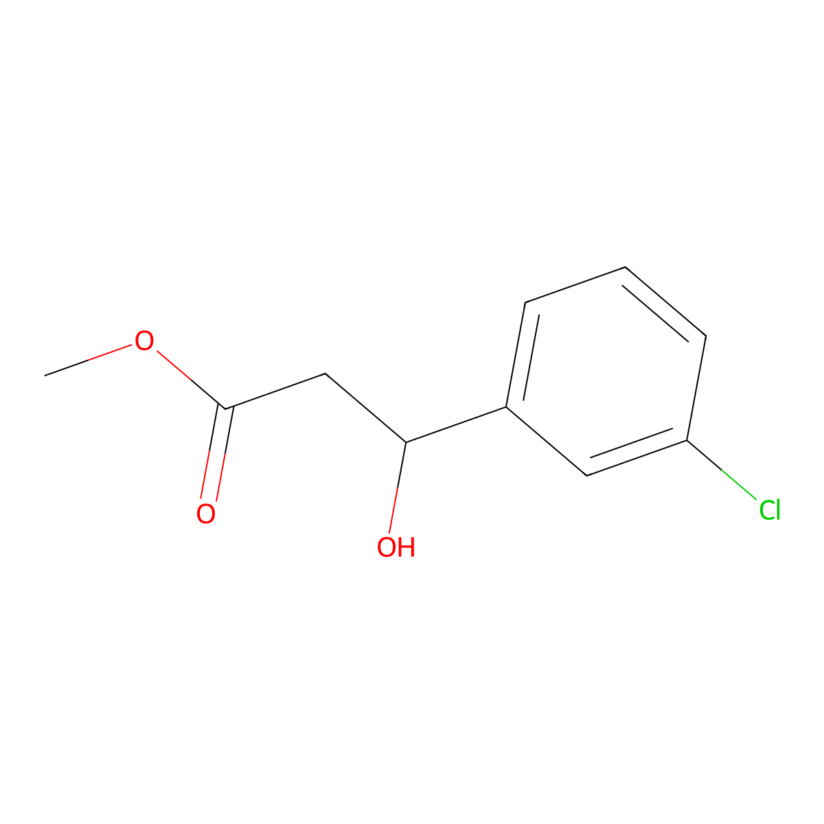 Methyl 3-(3-chlorophenyl)-3-hydroxypropanoate molecular structure, CAS 632327-21-0