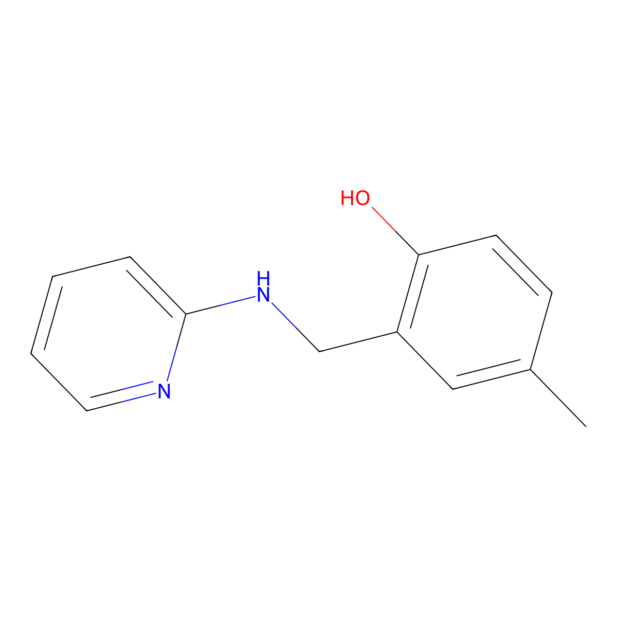 4-Methyl-2-{[(pyridin-2-yl)amino]methyl}phenol molecular structure, CAS 632329-79-4