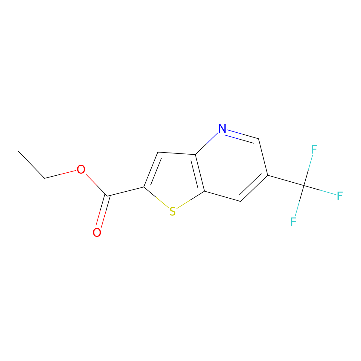 Ethyl 6-(trifluoromethyl)thieno[3,2-b]pyridine-2-carboxylate molecular structure, CAS 632334-64-6