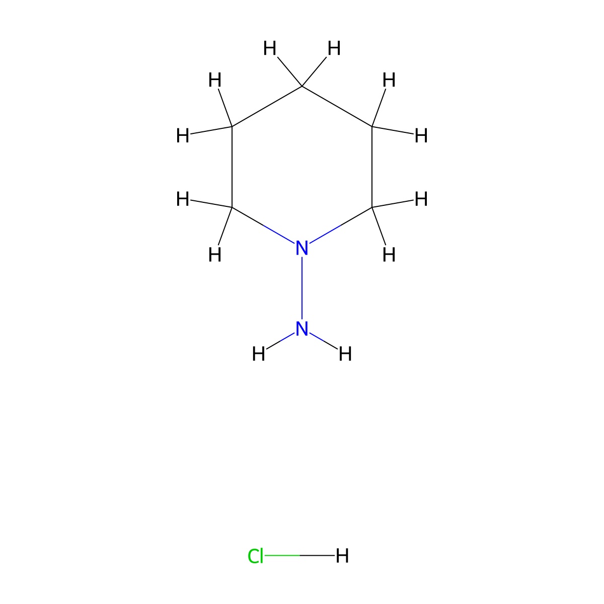 1-Piperidinamine, hydrochloride (1:1) molecular structure, CAS 63234-70-8