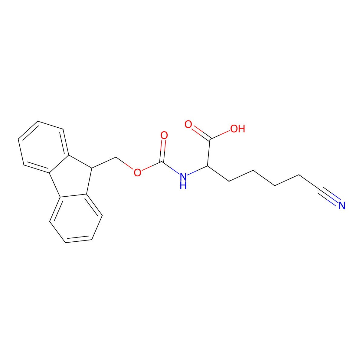 6-cyano-2-({[(9H-fluoren-9-yl)methoxy]carbonyl}amino)hexanoic acid molecular structure, CAS 632350-29-9