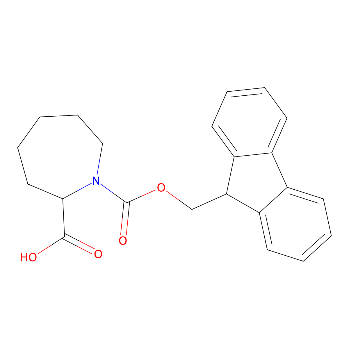1-{[(9H-fluoren-9-yl)methoxy]carbonyl}azepane-2-carboxylic acid molecular structure, CAS 632350-45-9