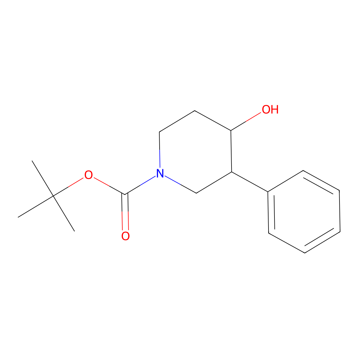 tert-Butyl 4-hydroxy-3-phenyl-1-piperidinecarboxylate molecular structure, CAS 632352-57-9