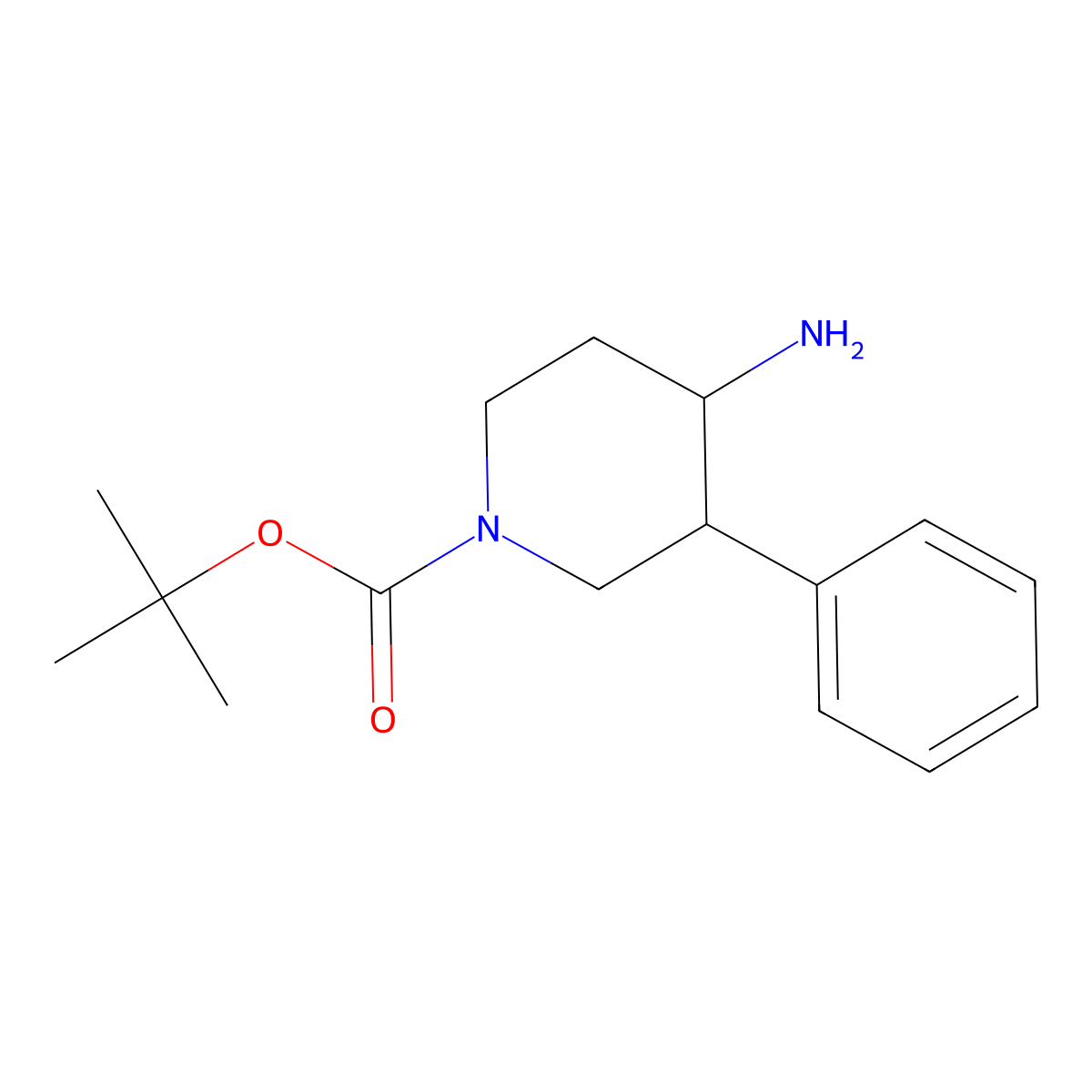 Tert-butyl 4-amino-3-phenylpiperidine-1-carboxylate molecular structure, CAS 632352-60-4