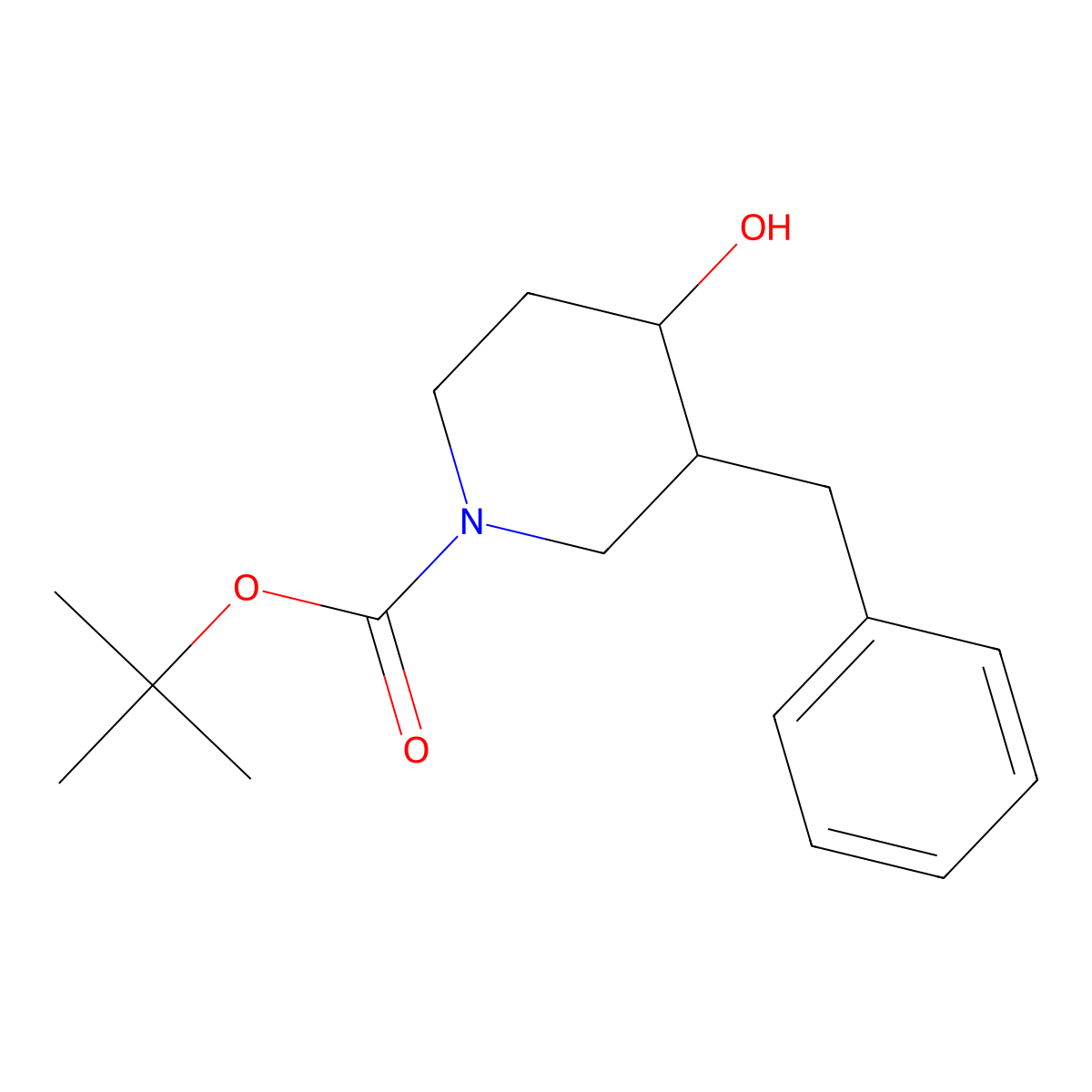 cis-tert-Butyl 3-benzyl-4-hydroxypiperidine-1-carboxylate molecular structure, CAS 632353-21-0