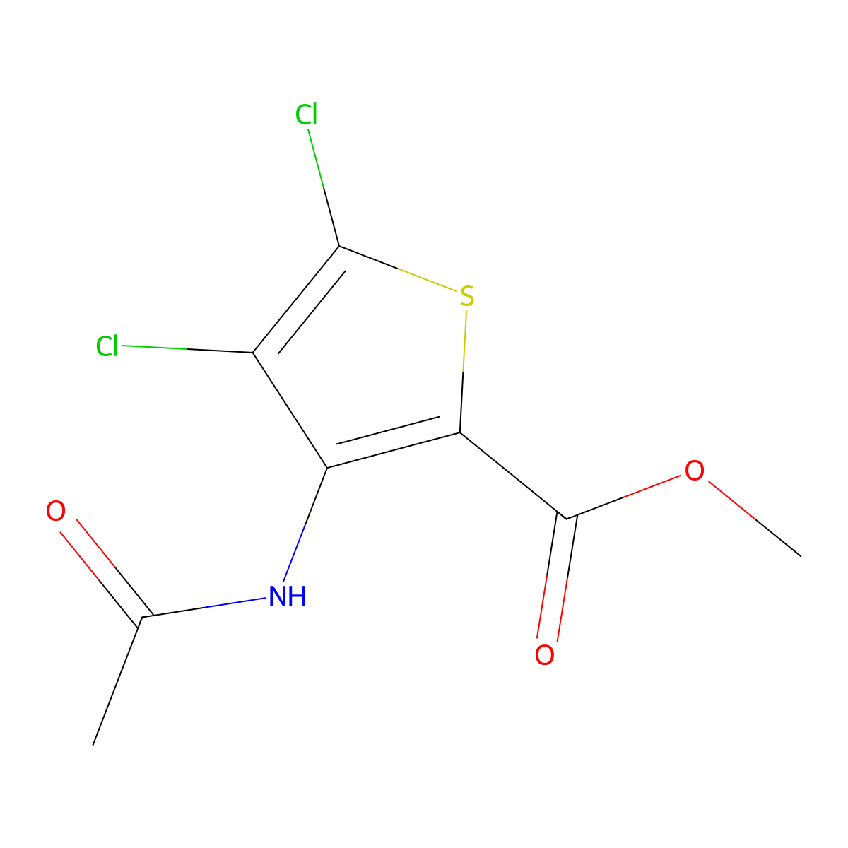 Methyl 3-acetamido-4,5-dichlorothiophene-2-carboxylate molecular structure, CAS 632356-39-9
