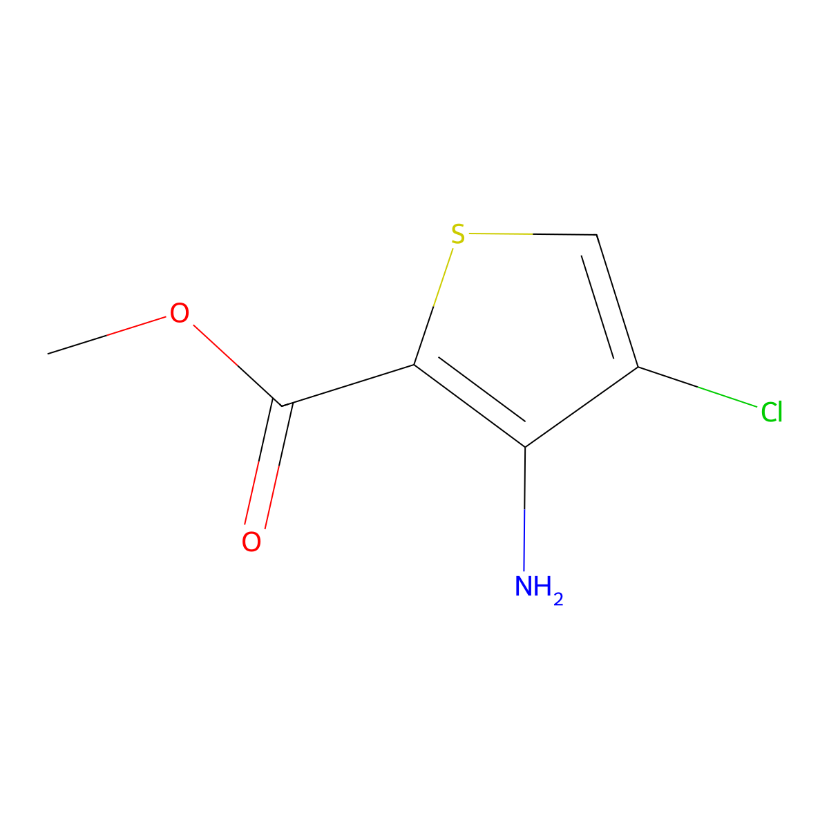 Methyl 3-amino-4-chlorothiophene-2-carboxylate molecular structure, CAS 632356-41-3