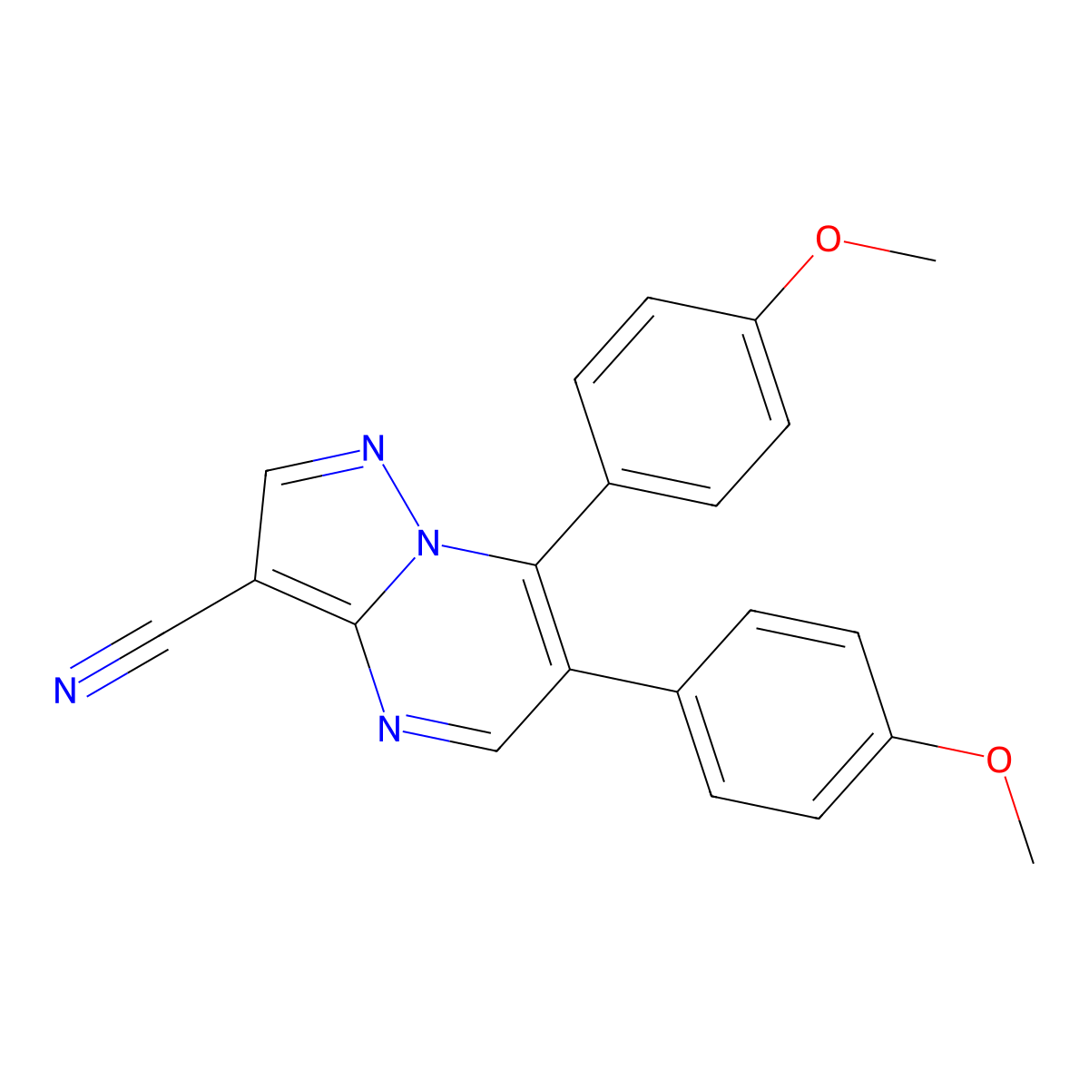 6,7-Bis(4-methoxyphenyl)pyrazolo[1,5-a]pyrimidine-3-carbonitrile molecular structure, CAS 632361-67-2
