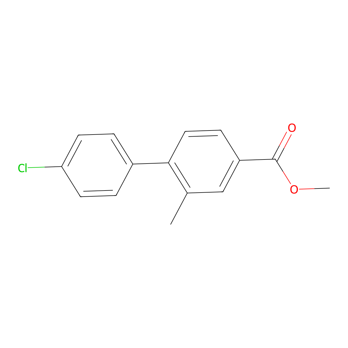 Methyl 4'-chloro-2-methyl[1,1'-biphenyl]-4-carboxylate molecular structure, CAS 632366-00-8