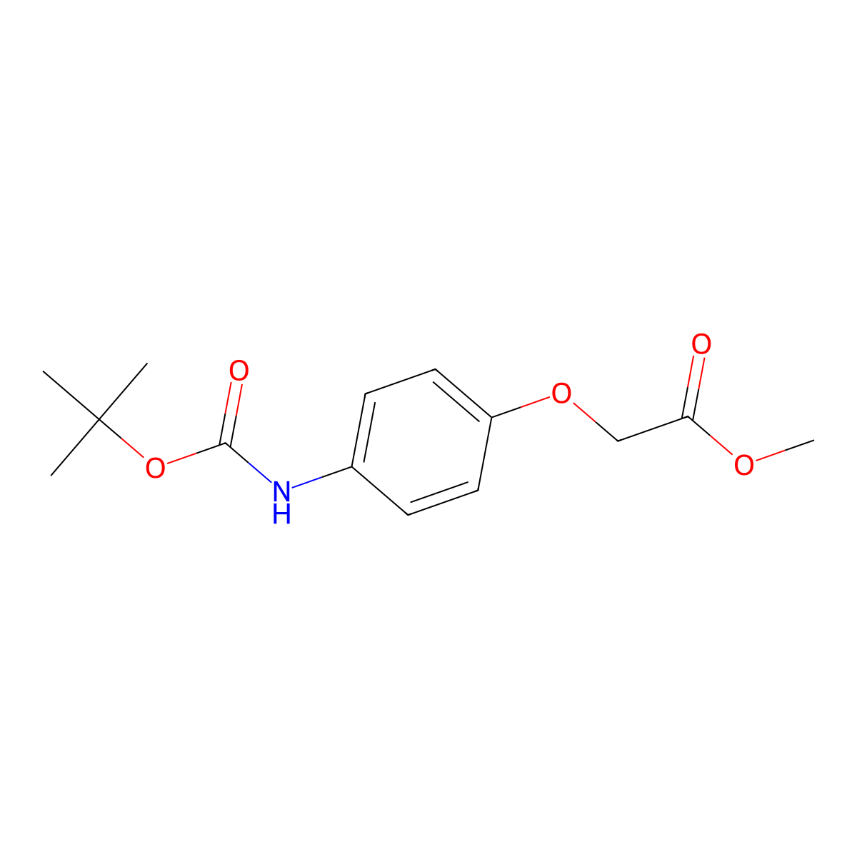 Methyl 2-(4-((tert-butoxycarbonyl)amino)phenoxy)acetate molecular structure, CAS 632388-02-4
