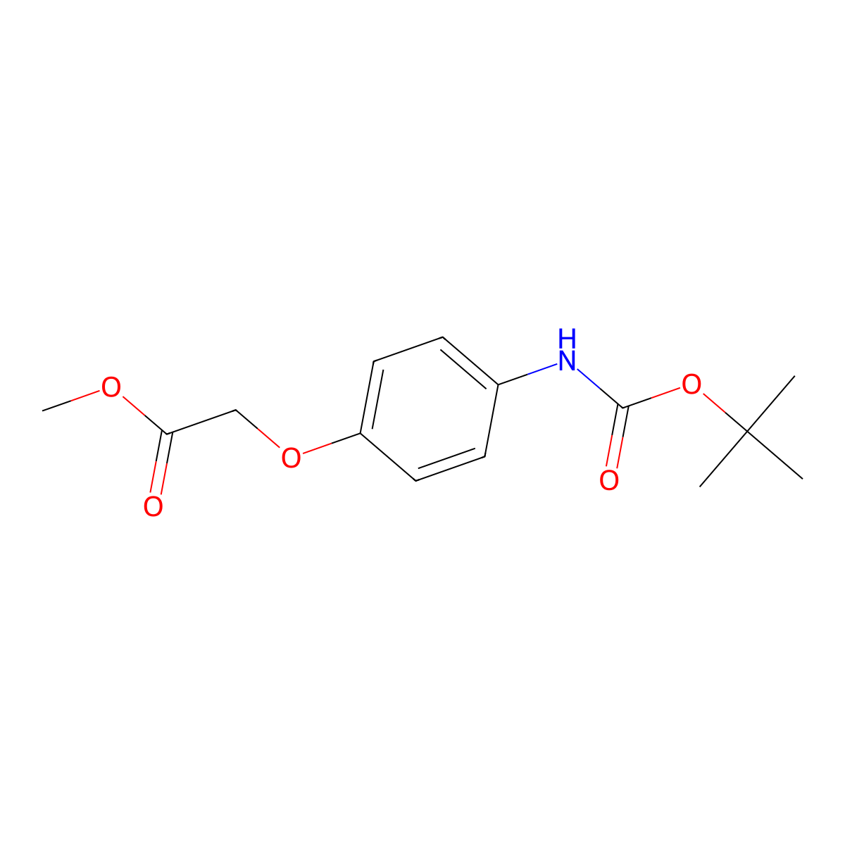 Methyl 2-(4-((tert-butoxycarbonyl)amino)phenoxy)acetate molecular structure, CAS 632388-02-4
