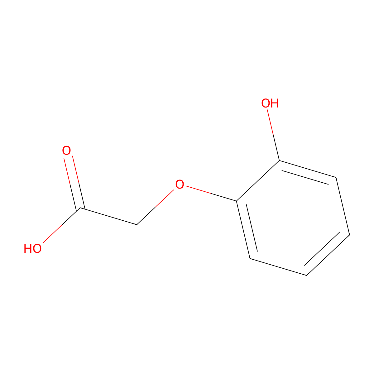 (o-Hydroxyphenoxy)acetic acid molecular structure, CAS 6324-11-4