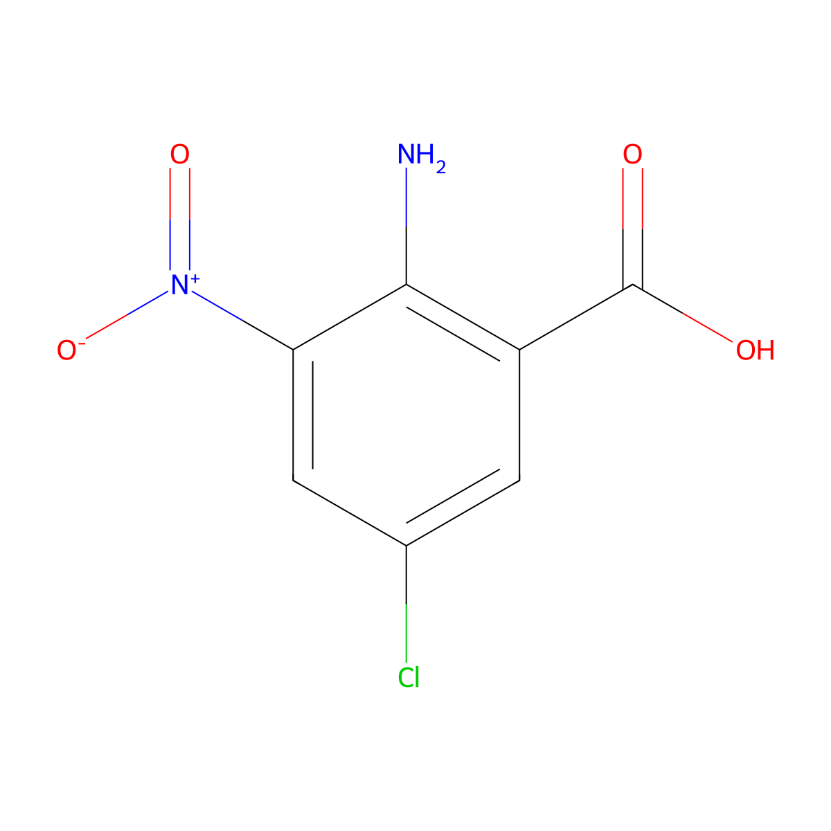 2-Amino-5-chloro-3-nitrobenzoic acid molecular structure, CAS 6324-51-2
