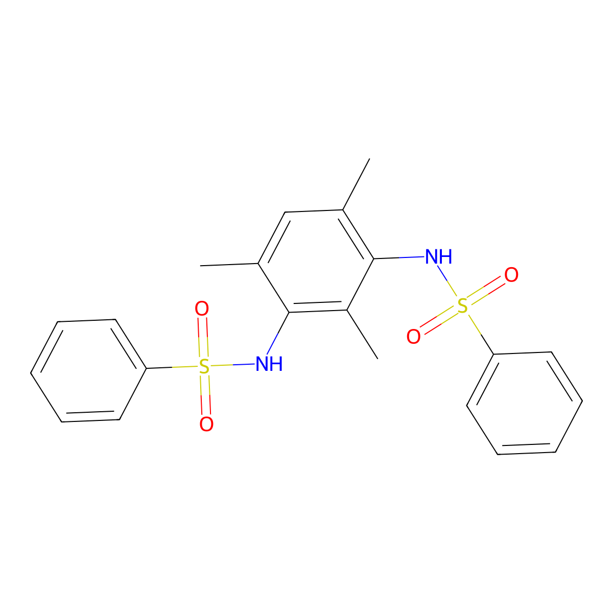 N,N'-(2,4,6-Trimethyl-1,3-phenylene)dibenzenesulfonamide molecular structure, CAS 6324-61-4