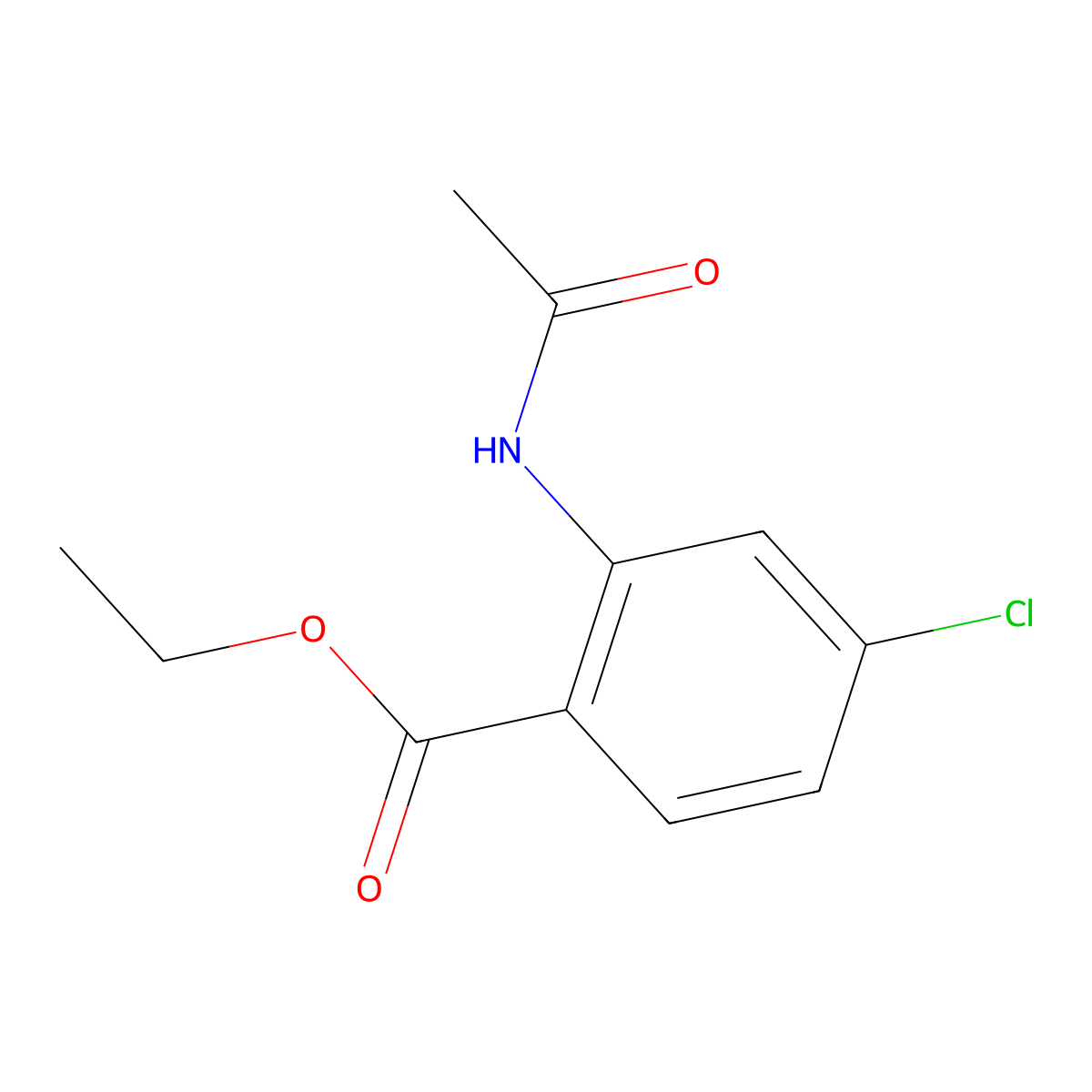 Ethyl 2-(acetylamino)-4-chlorobenzoate molecular structure, CAS 63243-77-6