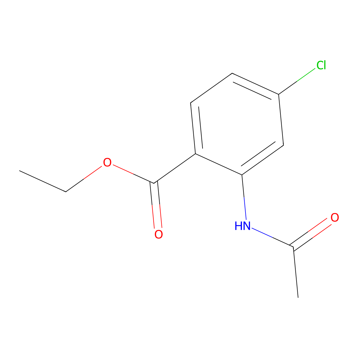 Ethyl 2-(acetylamino)-4-chlorobenzoate molecular structure, CAS 63243-77-6