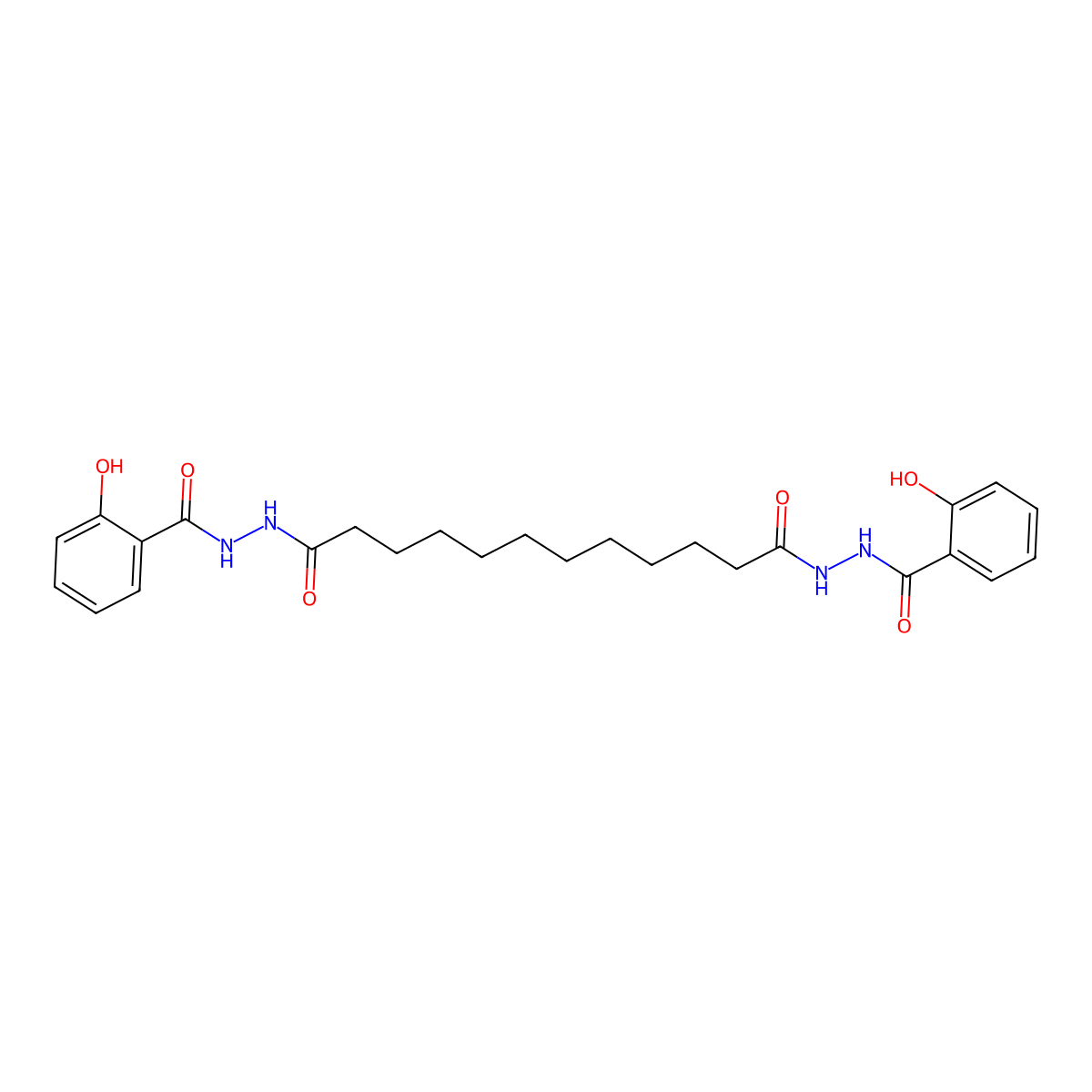 Dodecanedioic acid, 1,12-bis[2-(2-hydroxybenzoyl)hydrazide] molecular structure, CAS 63245-38-5