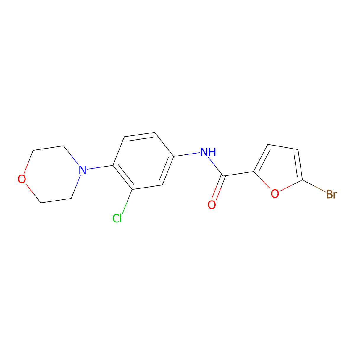 5-bromo-N-(3-chloro-4-morpholin-4-ylphenyl)furan-2-carboxamide molecular structure, CAS 6325-27-5