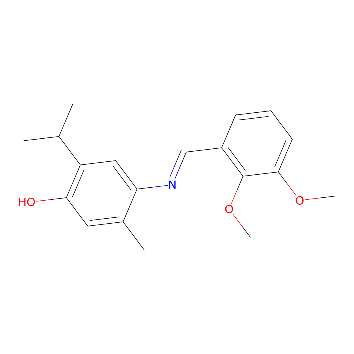 4-[(2,3-Dimethoxyphenyl)methylideneamino]-5-methyl-2-propan-2-ylphenol molecular structure, CAS 6325-51-5