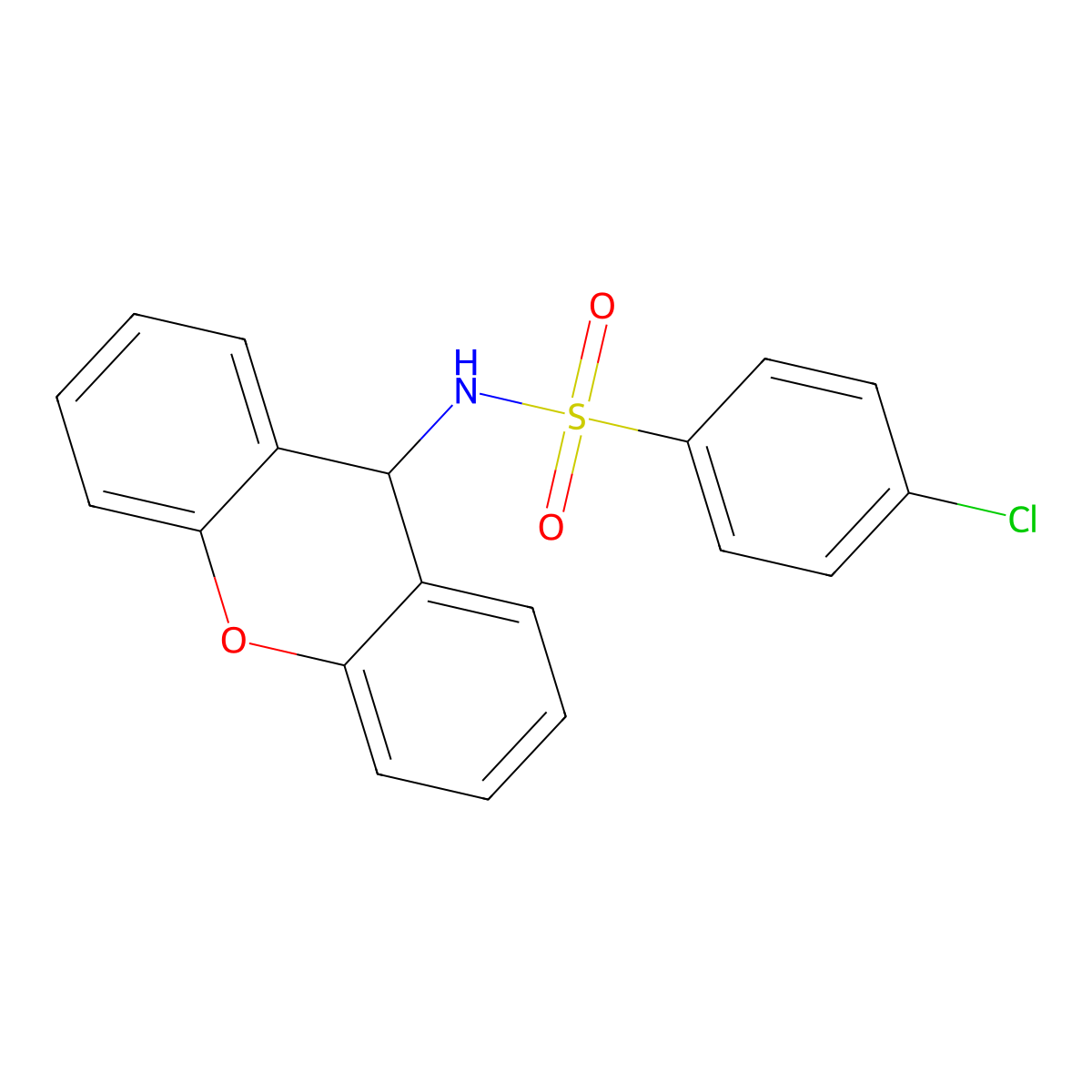 4-chloro-N-(9H-xanthen-9-yl)benzenesulfonamide molecular structure, CAS 6325-76-4
