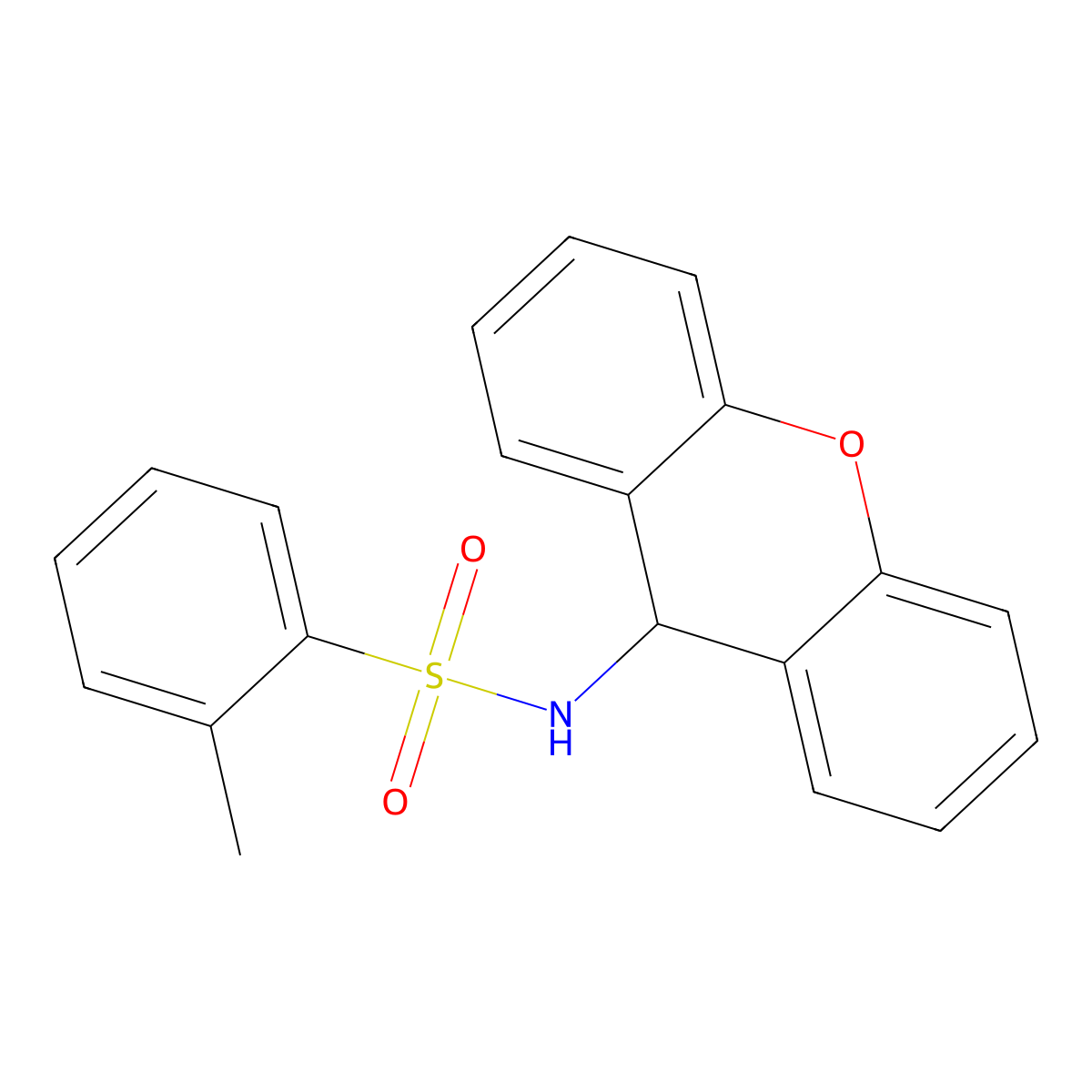 2-Methyl-n-(9h-xanthen-9-yl)benzenesulfonamide molecular structure, CAS 6325-79-7