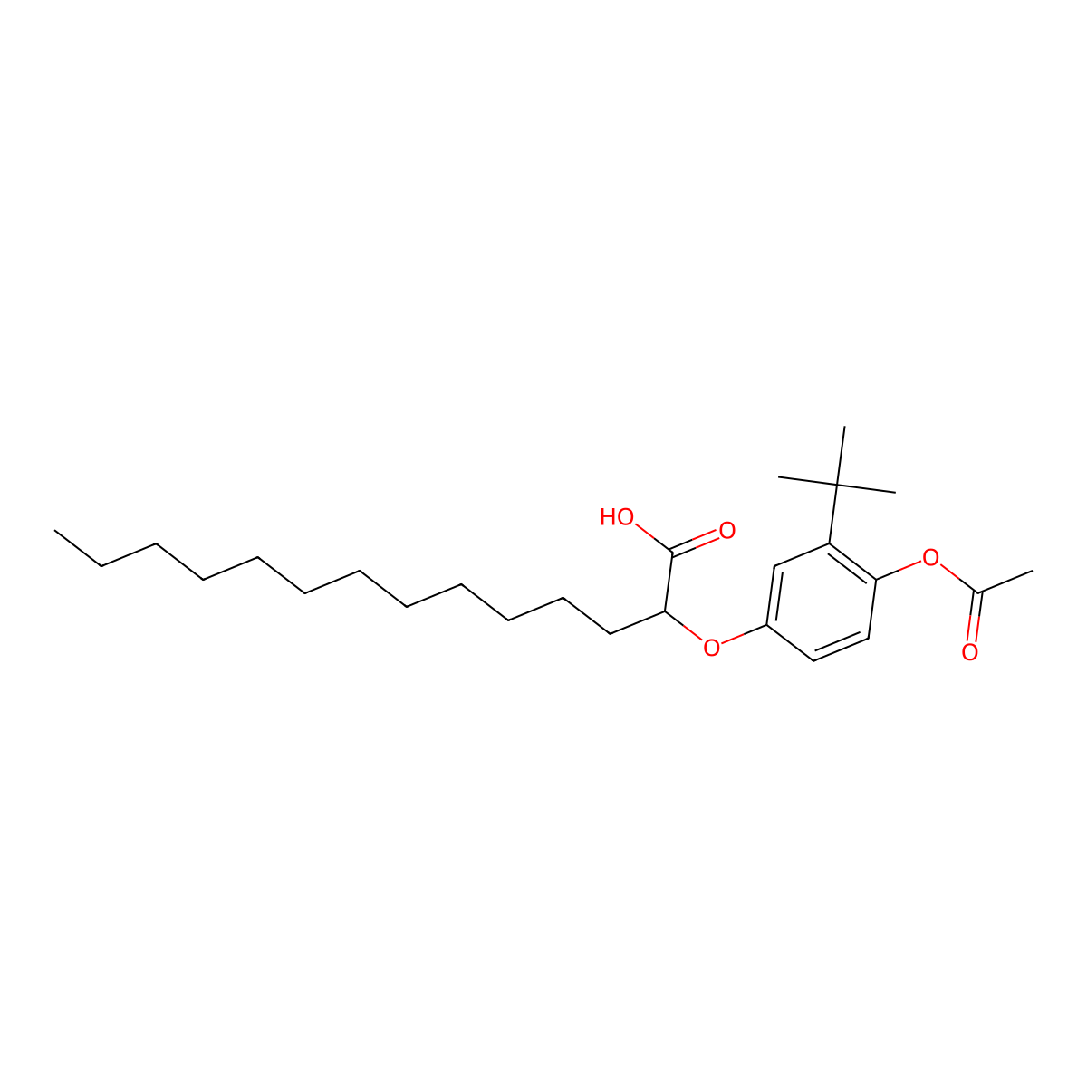 Tetradecanoic acid, 2-(4-(acetyloxy)-3-(1,1-dimethylethyl)phenoxy)- molecular structure, CAS 63251-44-5