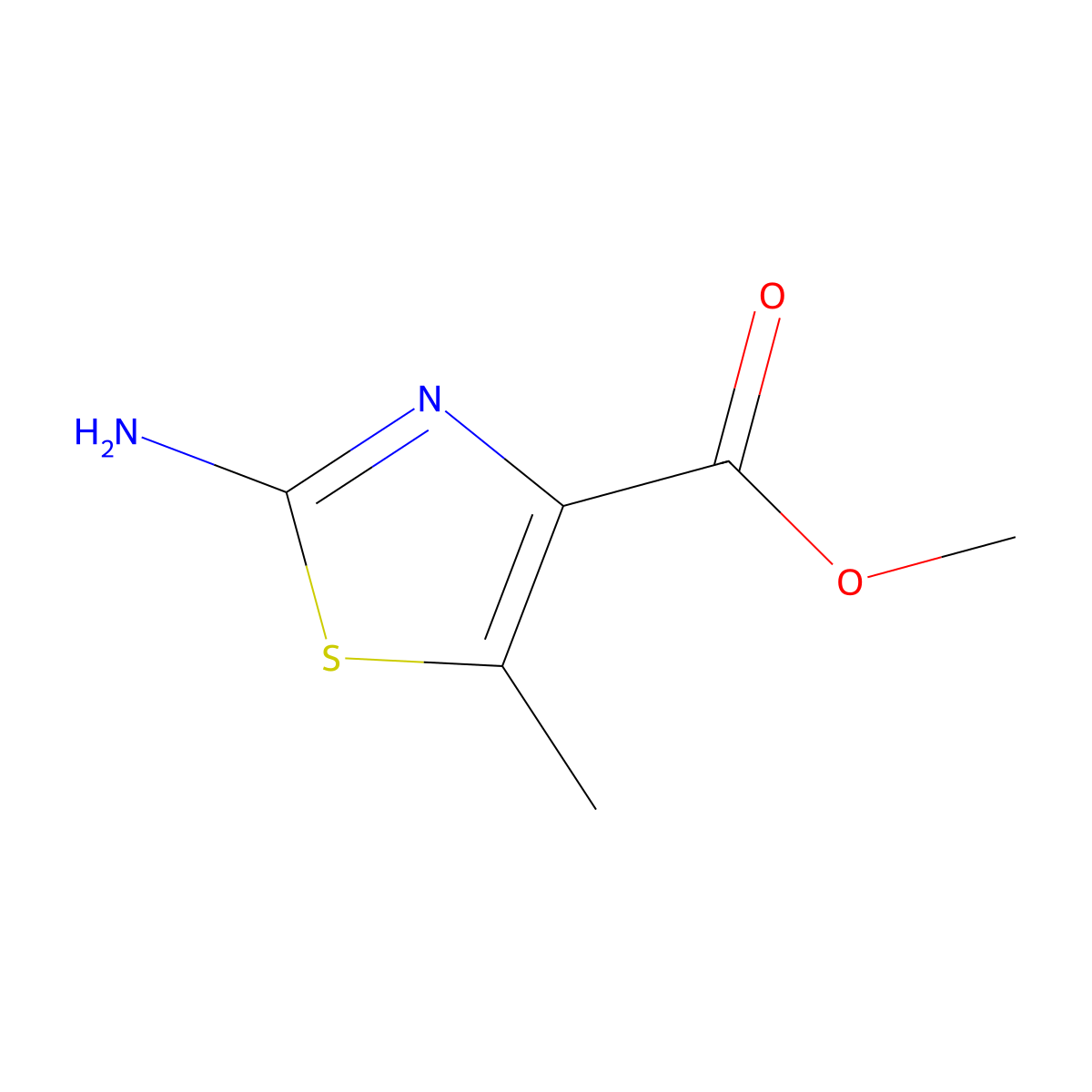 Methyl 2-amino-5-methyl-1,3-thiazole-4-carboxylate molecular structure, CAS 63257-03-4