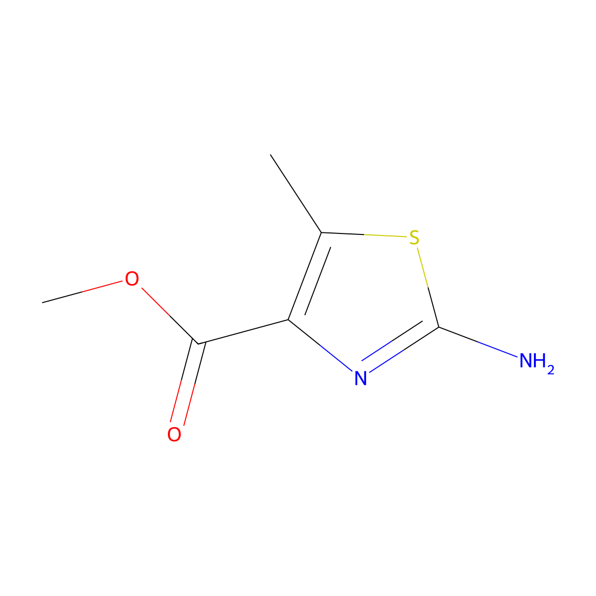 Methyl 2-amino-5-methyl-1,3-thiazole-4-carboxylate molecular structure, CAS 63257-03-4