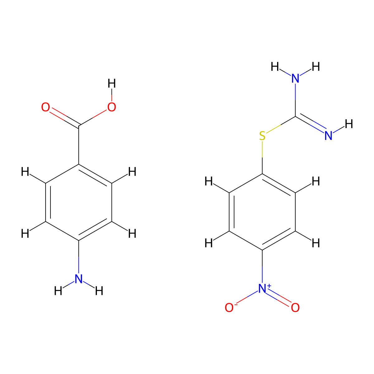 4-Aminobenzoic acid-4-nitrophenyl carbamimidothioate(1:1) molecular structure, CAS 6326-40-5