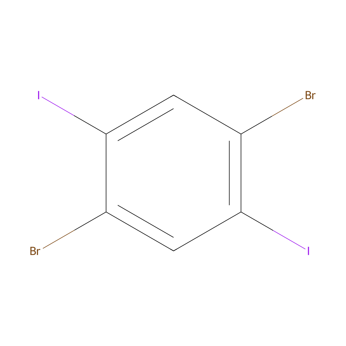 1,4-Dibromo-2,5-diiodobenzene molecular structure, CAS 63262-06-6