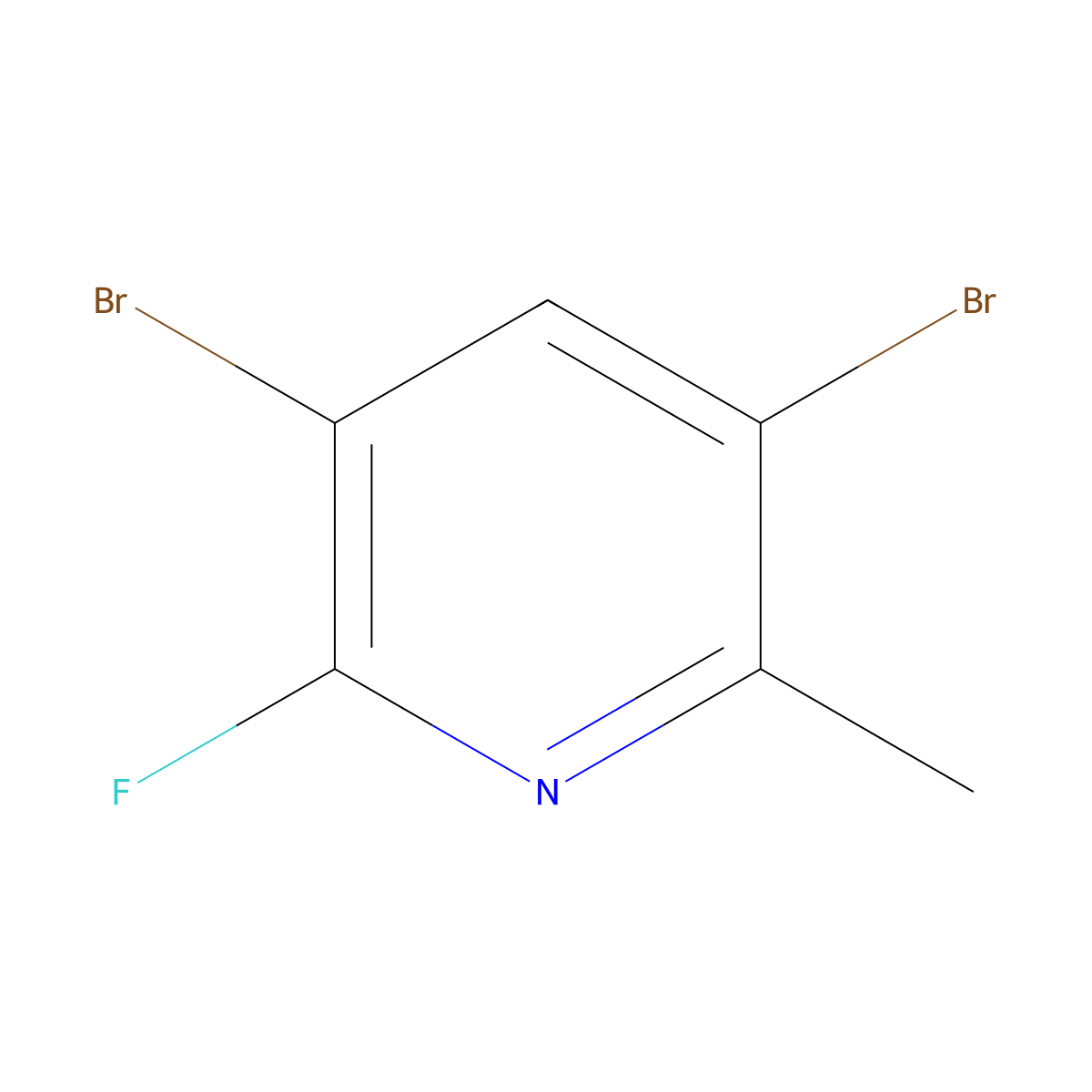 3,5-Dibromo-2-fluoro-6-methylpyridine molecular structure, CAS 632628-07-0