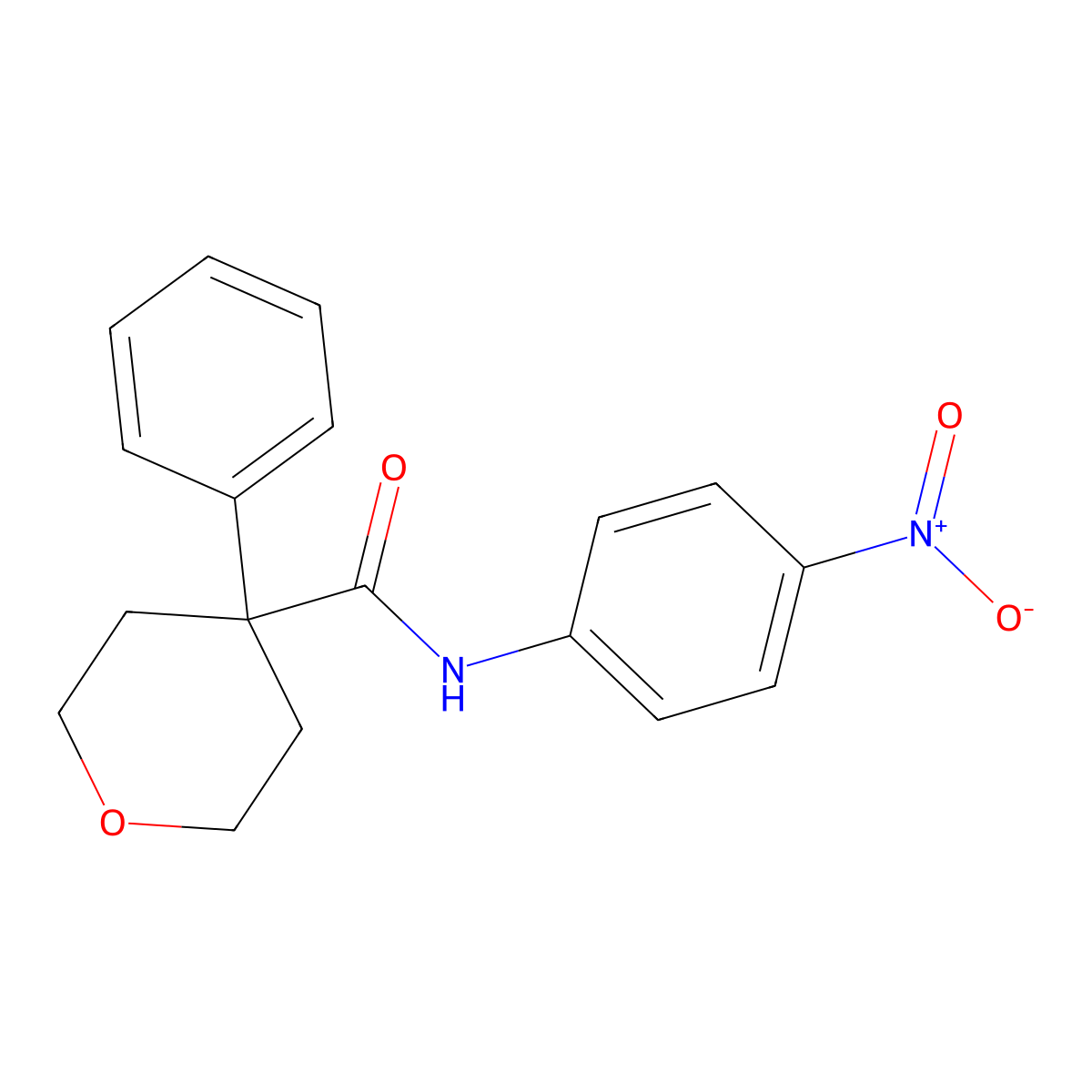 N-(4-nitrophenyl)-4-phenyltetrahydro-2H-pyran-4-carboxamide molecular structure, CAS 63263-14-9