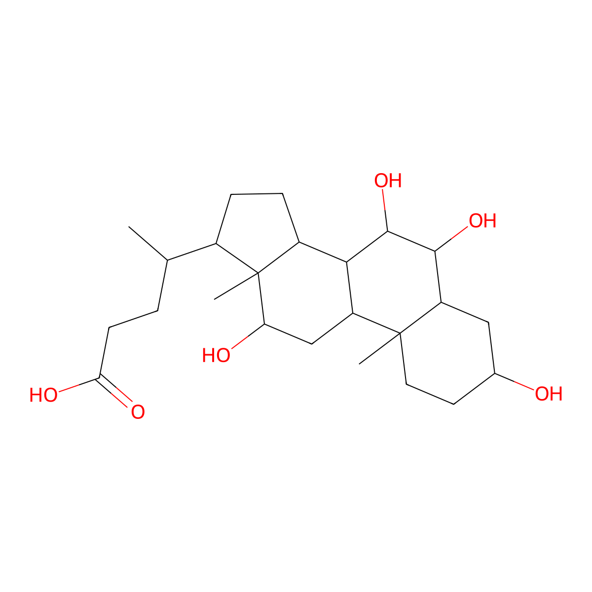 3,6,7,12-Tetrahydroxycholanoic acid molecular structure, CAS 63266-88-6
