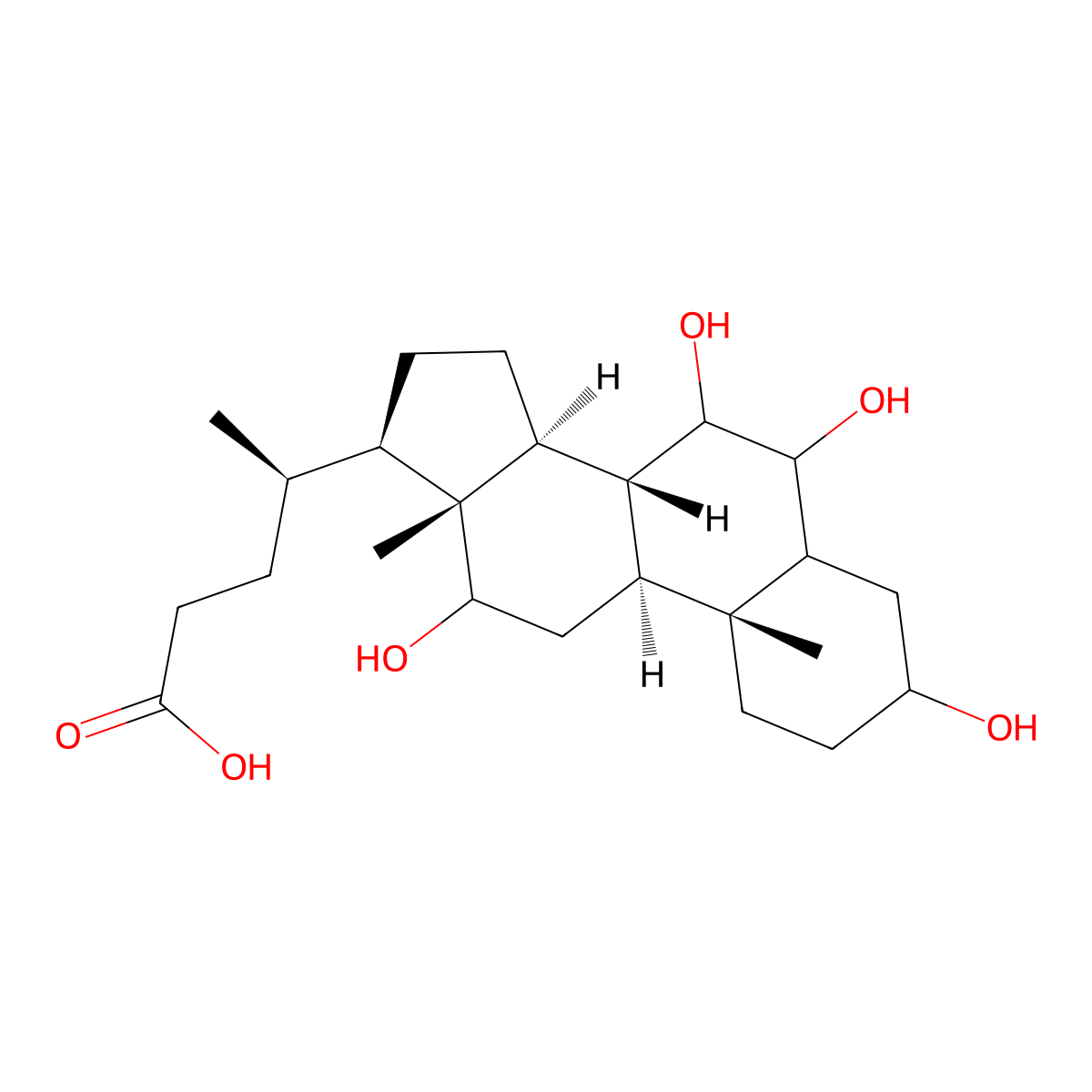 3,6,7,12-Tetrahydroxycholanoic acid molecular structure, CAS 63266-88-6