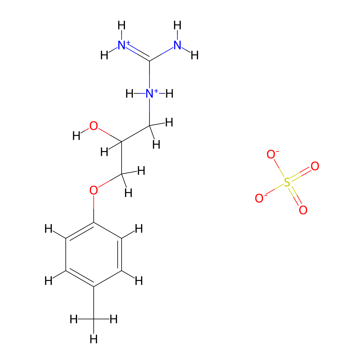 Guanidine, (2-hydroxy-3-(4-methylphenoxy)propyl)-, sulfate (2:1) (salt), (+-)- molecular structure, CAS 63273-80-3