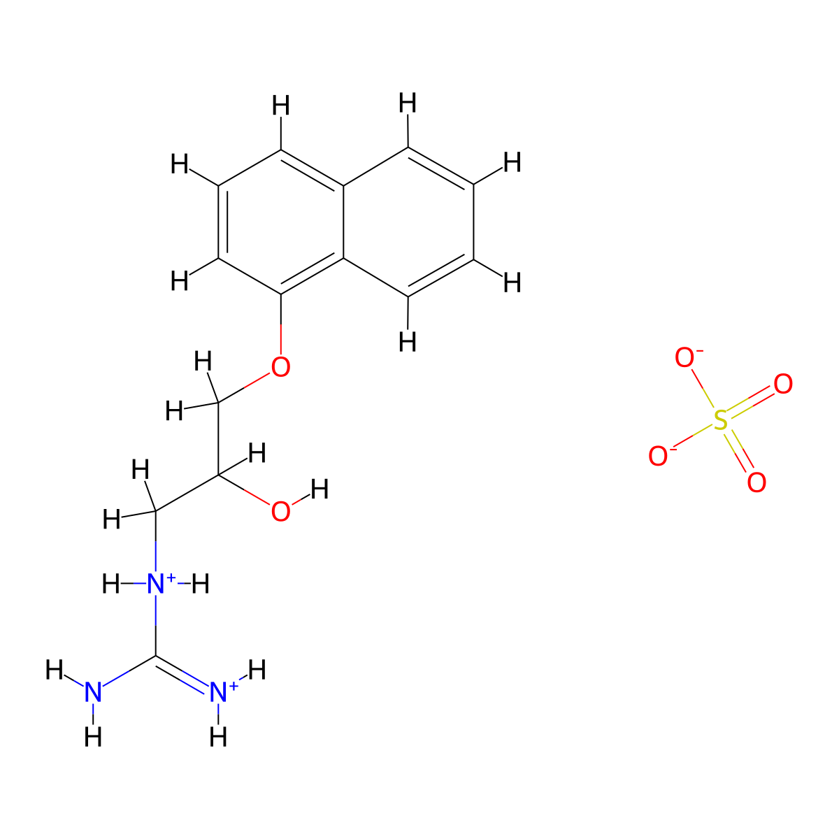 guanidine, (2-hydroxy-3-(1-naphthalenyloxy)propyl)-, sulfate (2:1) (salt) molecular structure, CAS 63273-96-1