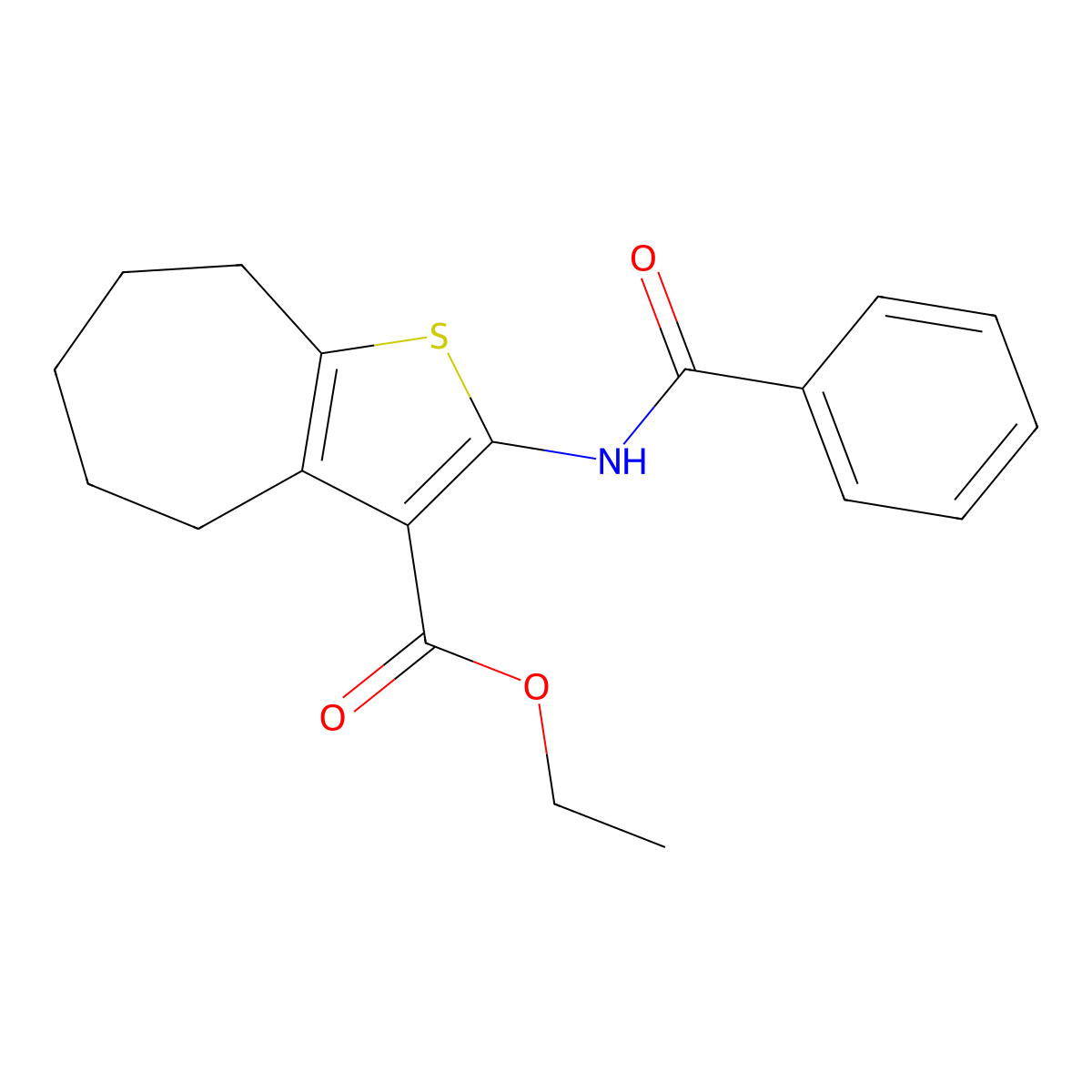 ethyl 2-benzamido-5,6,7,8-tetrahydro-4H-cyclohepta[b]thiophene-3-carboxylate molecular structure, CAS 63274-52-2