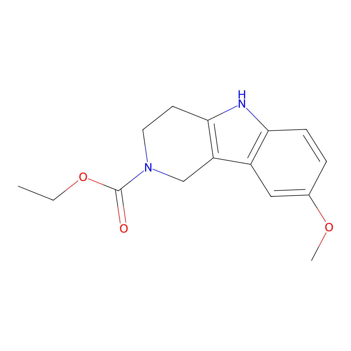 Ethyl 1,3,4,5-tetrahydro-8-methoxy-2H-pyrido[4,3-b]indole-2-carboxylate molecular structure, CAS 63277-55-4