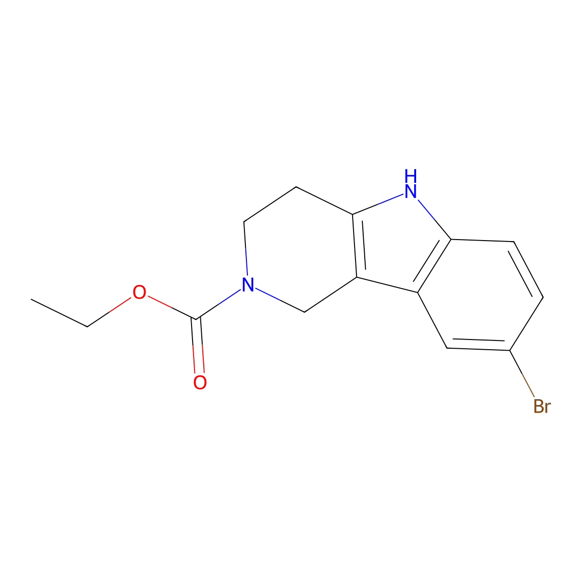 ethyl 8-bromo-1,3,4,5-tetrahydro-2H-pyrido[4,3-b]indole-2-carboxylate molecular structure, CAS 63277-57-6