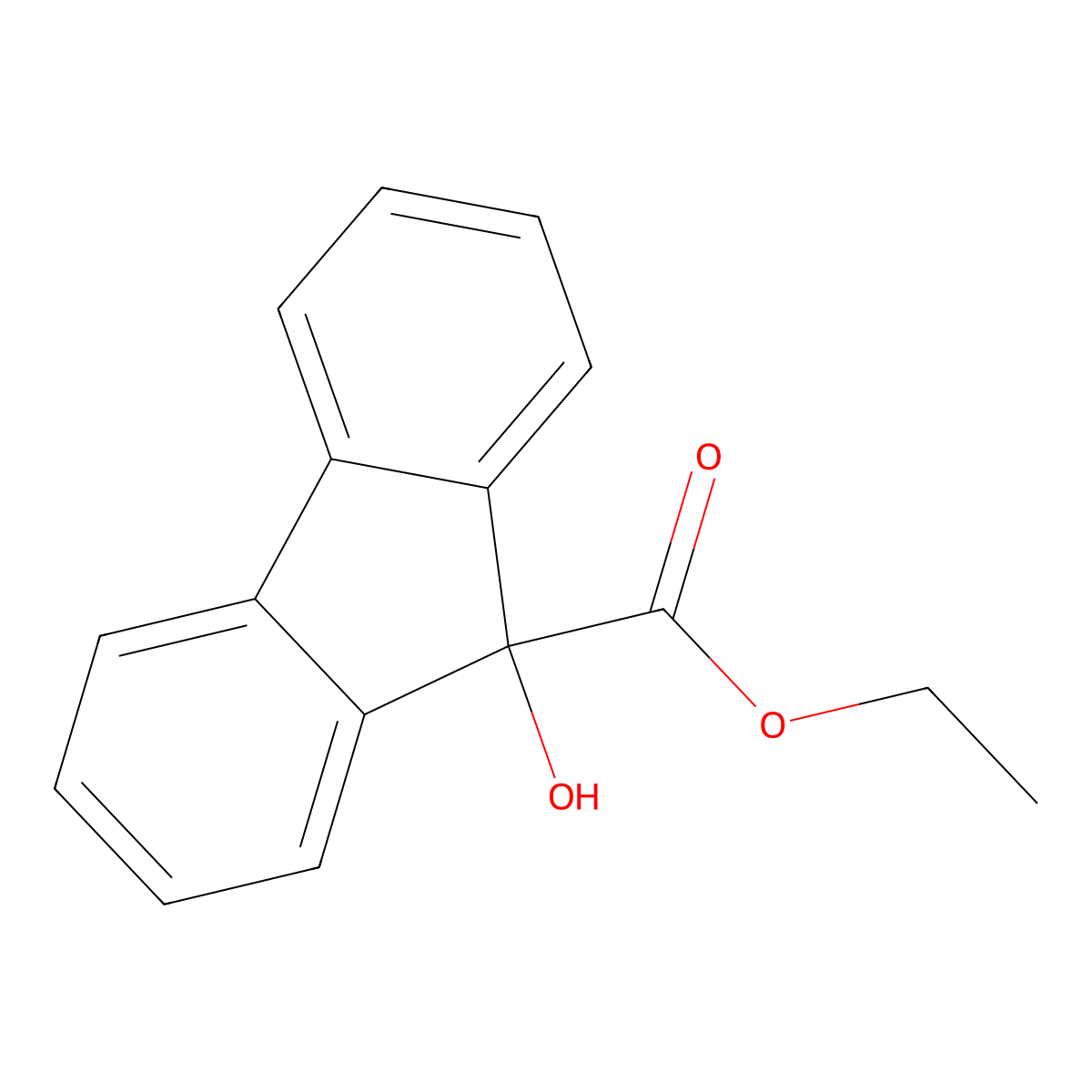 Ethyl 9-hydroxyfluorene-9-carboxylate molecular structure, CAS 6328-78-5