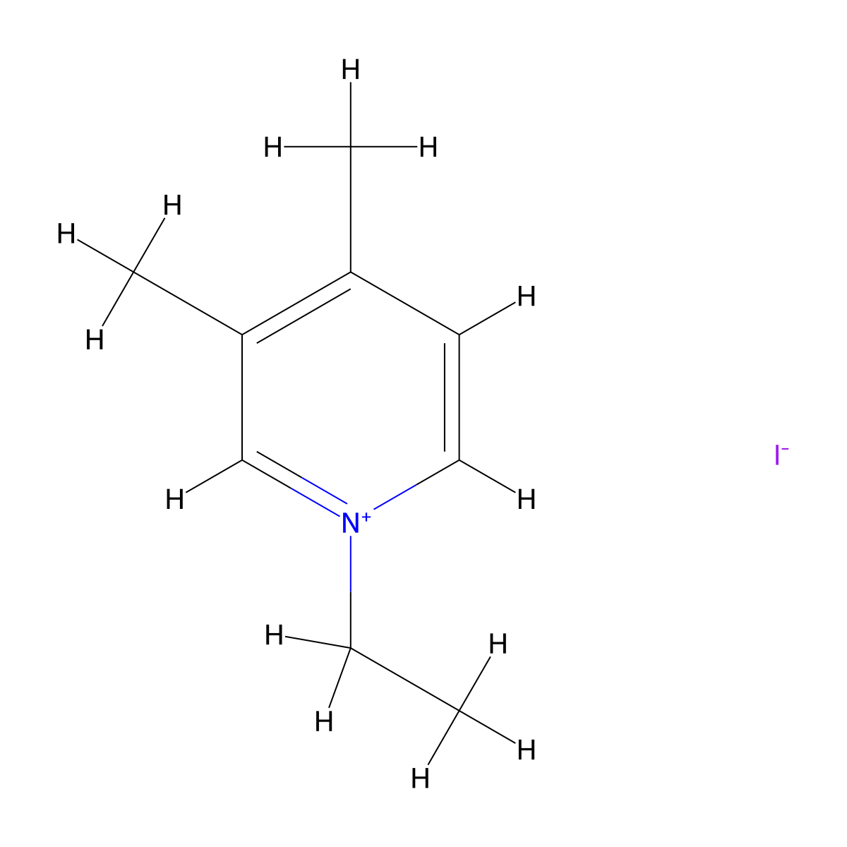 1-Ethyl-3,4-dimethylpyridin-1-ium iodide molecular structure, CAS 6328-84-3