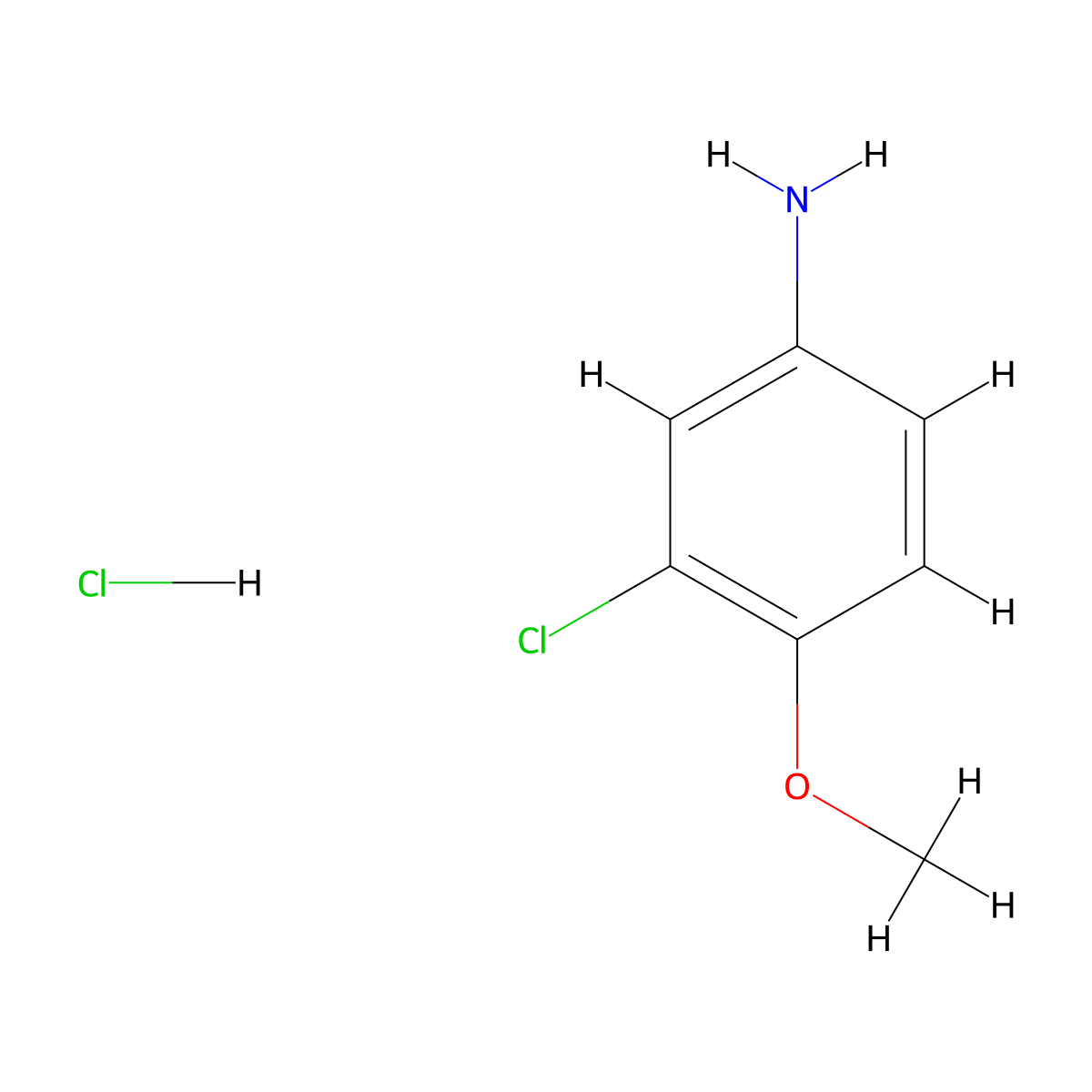 3-Chloro-4-methoxyaniline hydrochloride molecular structure, CAS 6329-90-4